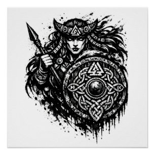 Pôster Lança‑Sigilo da Donzela Escudeira – Tinta Guerreir