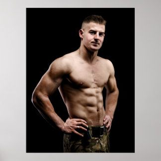Poster Lançado em Camo – Estilo Militar Musculoso