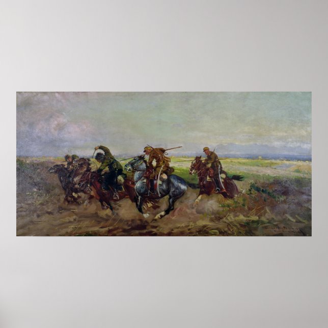 Poster Lançadores poloneses atacando russos, 1920 (Frente)