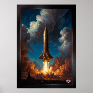 Poster Lançamento de Foguete de Fusão Retro Brevemente