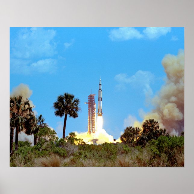 Pôster Lançamento do Foguete Saturn V da NASA Apollo 16 (Frente)