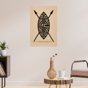 Poster "Lanças Gêmeas Arte Tradicional Africana para Pa