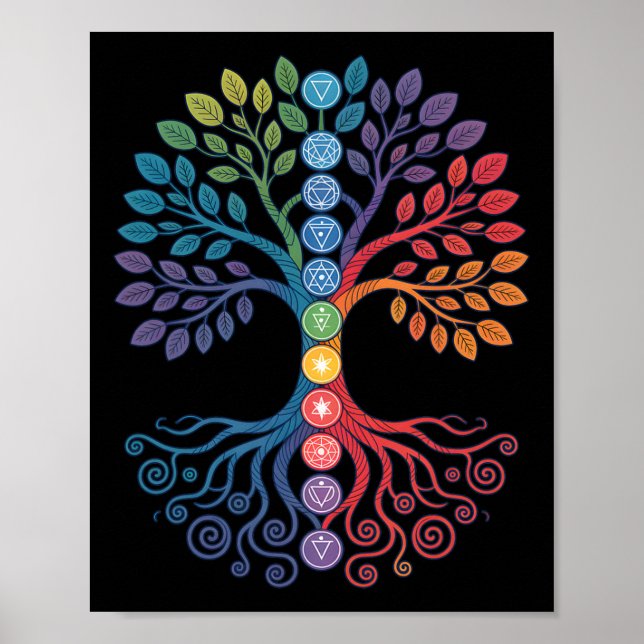 Poster Lanced Realms Geometria Sagrada Árvore Mandala Cha (Frente)