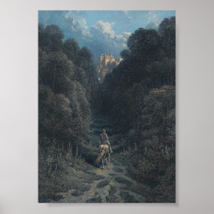 Poster Lancelote Aproximando-se do Castelo de Astolat