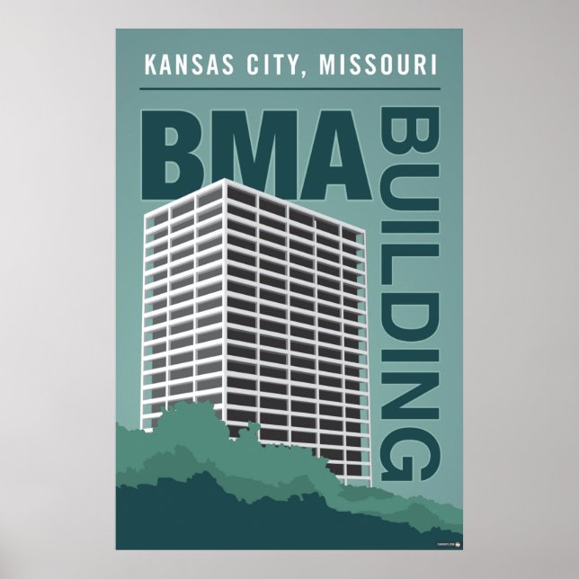 Poster Landmarks de Kansas City: Edifício BMA - 24 x 36 (Frente)