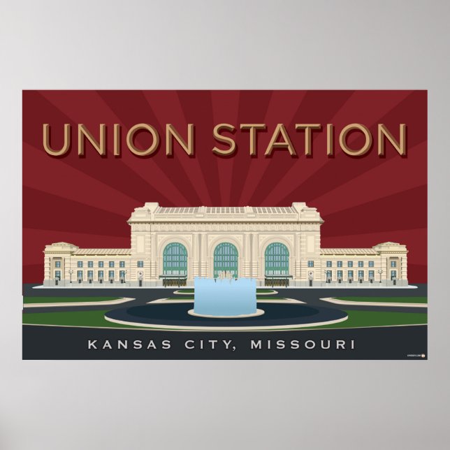 Poster Landmarks de Kansas City: Estação da União - 36 x  (Frente)