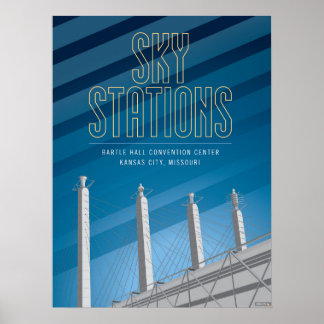 Poster Landmarks de Kansas City: Sky Stations - 18 x 24