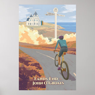 Poster Lands End para John OGroats Cartaz de Viagem de Ci