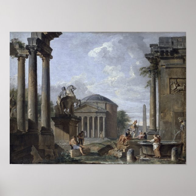Pôster Landscape with Roman Ruins (Frente)