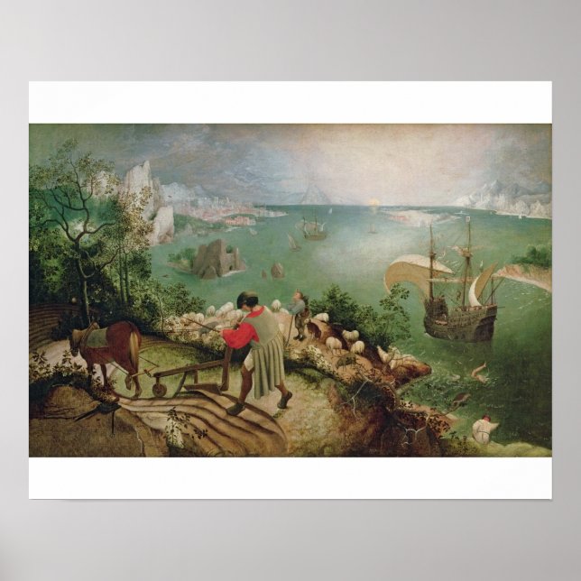 Pôster Landscape with the Fall of Icarus, c.1555 (Frente)