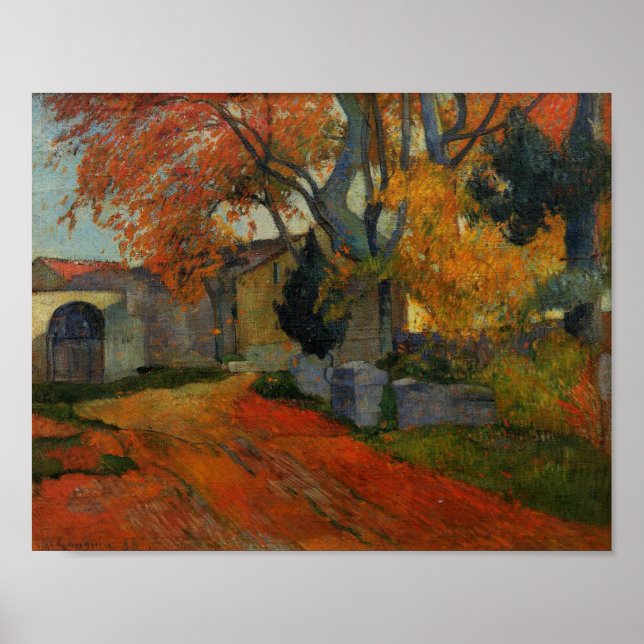 Poster Lane em Alchamps Arles por Paul Gauguin (Frente)