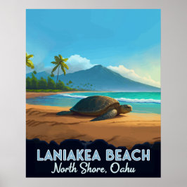 Poster Laniakea Beach Haleiwa Oahu Hawaii Turtle