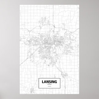 Poster Lansing, Michigan (preto no branco)
