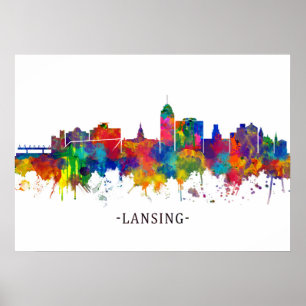 Poster Lansing Michigan Skyline