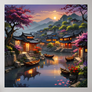 Poster Lanterna Brilhante Entre Brilhos e Água