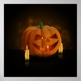 Poster Lanterna de Abóbora Halloween com Velas