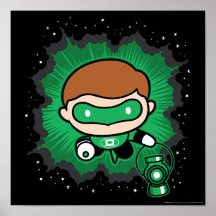 Pôster Lanterna Verde Chibi Voando Através Do Espaço