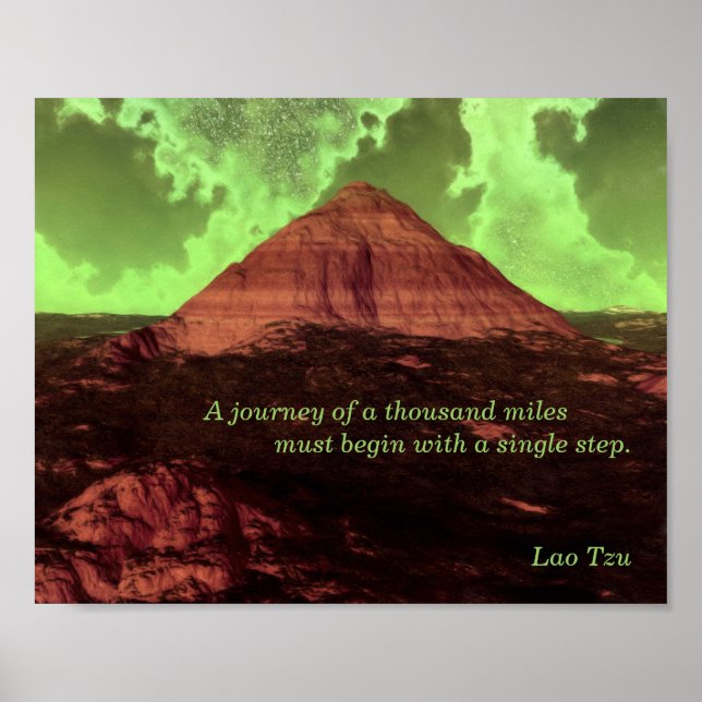 Poster Lao Tzu Solitário de Cota Personalizada de Montanh (Frente)
