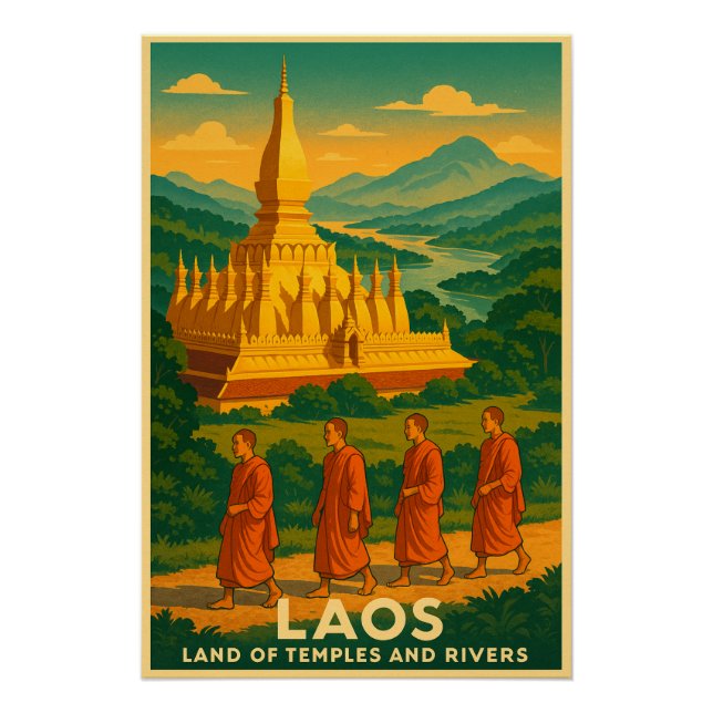 Pôster Laos - Terra dos Templos e Rios (Frente)