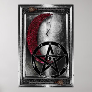 Poster Lápice e Pentáculo do Cresente Prateado do Wiccan
