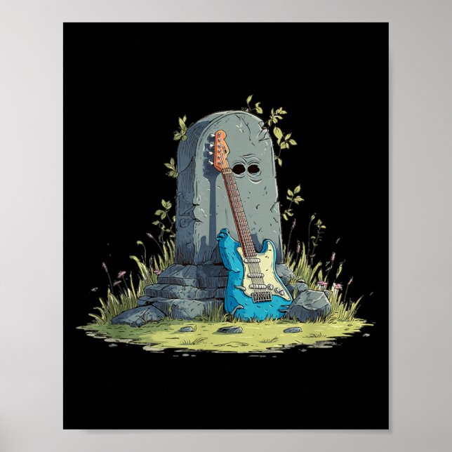 Poster Lápide de Rocha com Fantasia de Guitarra Legal (Frente)