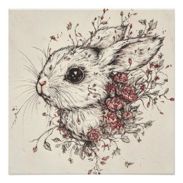 Pôster Lapin Féérique en Fleurs
