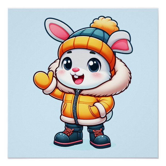 Pôster Lapin mignon en hiver (Frente)