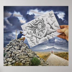 Pôster Lápis contra a câmera - deusa