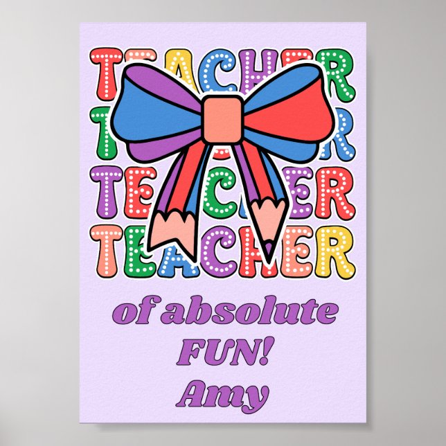 Poster Lápis de Arco-íris Coquette Retro Professora Bolin (Frente)