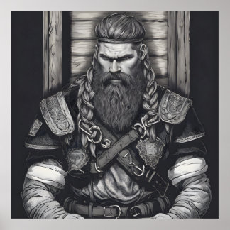Poster Lápis Desenho de um Rei Viking