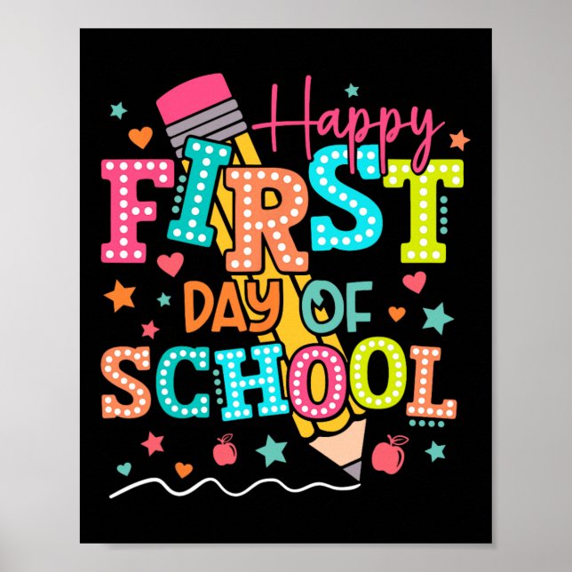 Poster Lápis do Primeiro Dia de Aula Professor Crianças C (Frente)