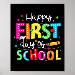 Poster Lápis Feliz Primeiro Dia De Aula Professor Criança