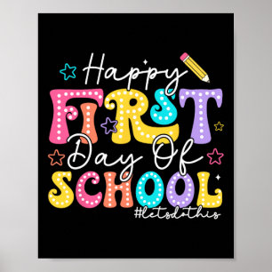 Poster Lápis Feliz Primeiro Dia De Aula Professor Criança