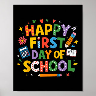 Poster Lápis Feliz Primeiro Dia De Aula Professor Criança