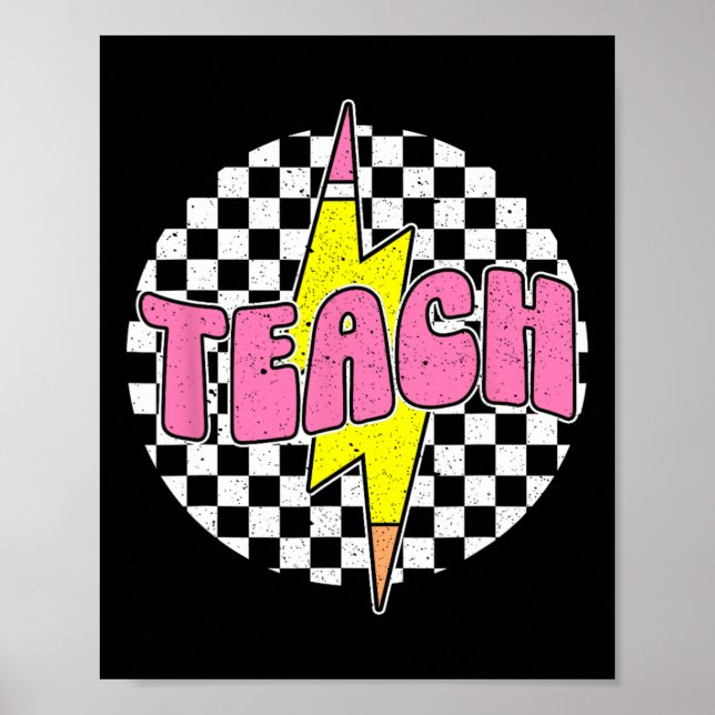 Poster Lápis Xadrez Ensina Relâmpago Volta às Aulas (Frente)