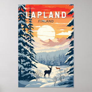 Poster Lapland Finlândia Viagem Art Vintage