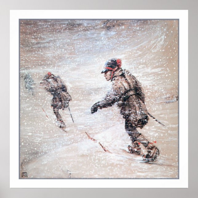 Poster Lapões em uma tempestade de neve (Frente)