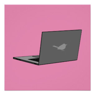 Pôster Laptop com a cinza do logotipo Bird