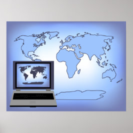 Poster laptop do Impressão do Mapa Mundial do Comp