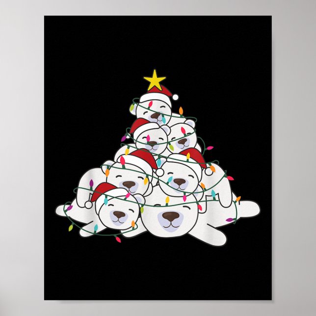 Poster Lar Bear Christmas Tree Funny Animal Christmas Lar (Frente)