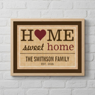 Poster Lar Doce Lar Personalizado Família Bem-Vinda