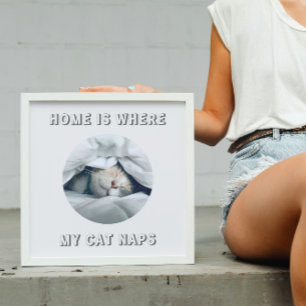 Poster Lar é onde meu gato tira fotos personalizadas