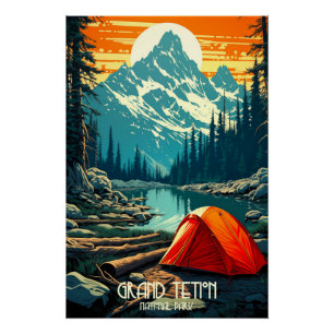 Pôster Lar entre os Gigantes Grand Teton Camping