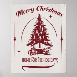 Poster Lar Para as Festas Vintage Design