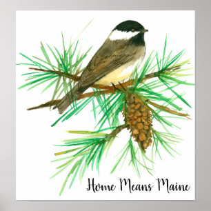 Poster Lar significa Maine Black Capped Chickadee