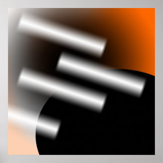 Pôster Laranja Abstrato com Raios de Luz AP0005