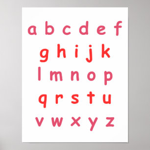 Poster Laranja Alphabet Lowercase Letters Professor Kid R