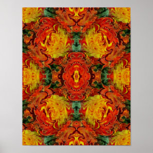 Poster Laranja Amarelo Verde Abstrato     