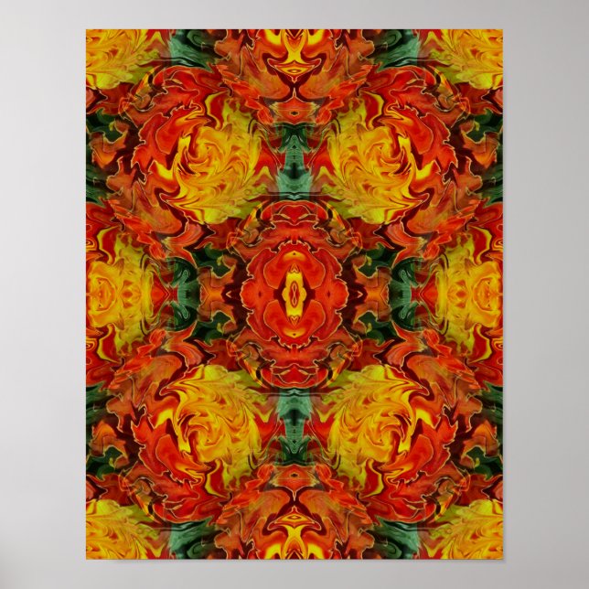 Poster Laranja Amarelo Verde Abstrato      (Frente)