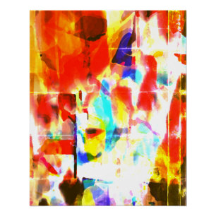 Pôster Laranja Branco Amarelo Azul Tinta Espalha Design